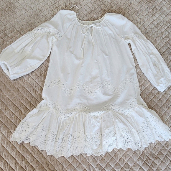 H&M Dresses & Skirts - White Eyelet Dress with Bell Sleeves